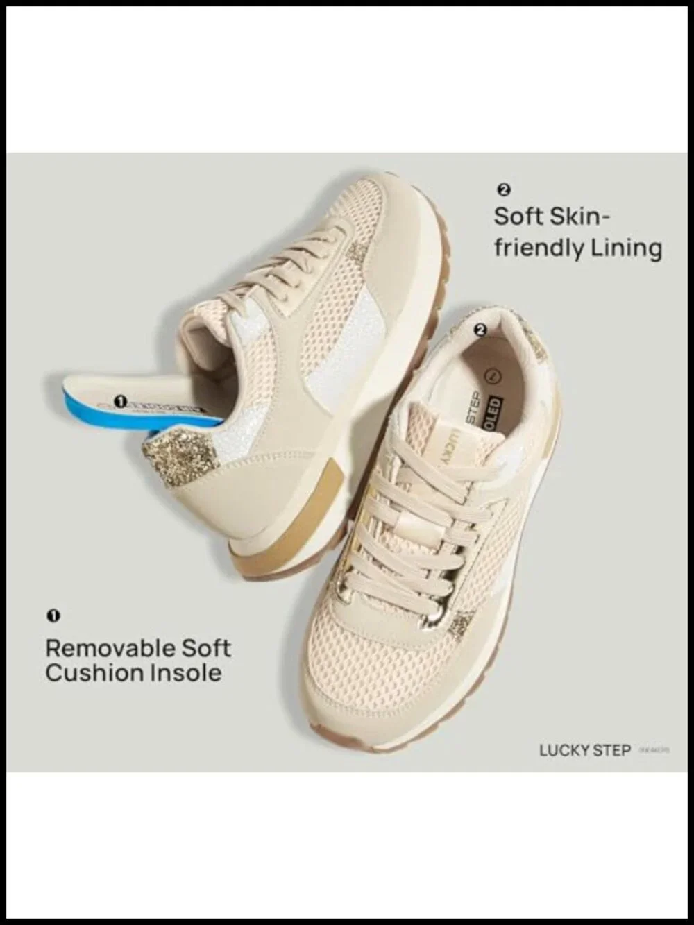 Non Slip Chunky Fashion Sneakers with Dual-Color Laces